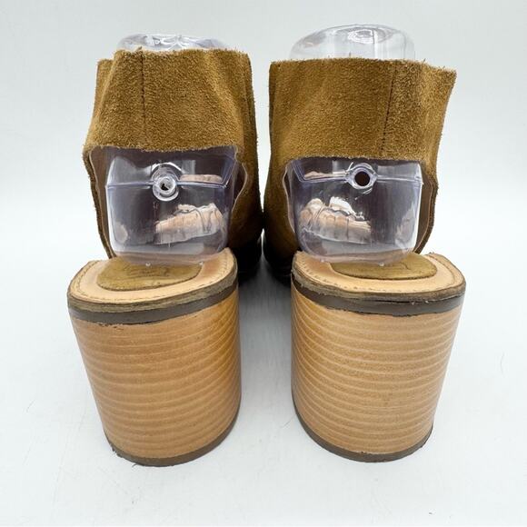 Anthropologie Latigo Venice Boho Suede Leather Open Toe Block Heel Booties Sz 8 - Picture 8 of 12